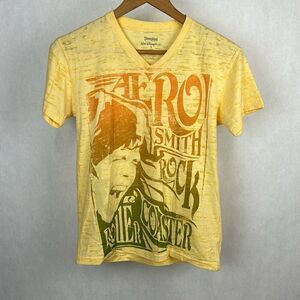 WDW Aerosmith Rock n Roller Coaster Burnout Tshirt Yellow Sz Small Disneyland Wa